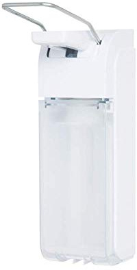 Wandspender Weiß mit Wandhalterung | Seifen - Eurospender mit praktischer Dosierpumpe inkl. 1000 ml Flasche + 500 ml Adapter | abschließbare Verschlussplatte + auswechselbare Pumpe