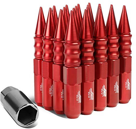 J2 Engineering LN-T7-015-125-RD Radmutter mit Stecknuss-Adapter, M12 x 1,25, 7075-T6, Aluminium, 123 mm, Rot, 20 Stück
