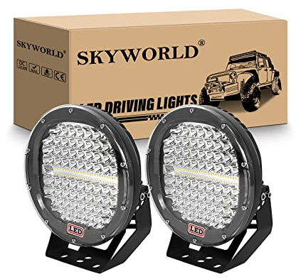 SKYWORLD 2Pcs Scheinwerfer LED Arbeitsscheinwerfer 12V, 9 Zoll 23cm 294W Spot Strahler Schwarz Auto Runde LED Arbeitslicht Offroad Beleuchtung für SUV ATV Traktor LKW 4x4 6000K Weiße Nebelscheinwerfer