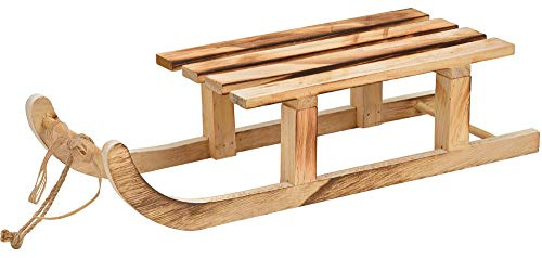 matches21 Schlitten Holzschlitten Deko Weihnachten Winterdeko Weihnachtsdeko Holzdeko braun Minischlitten 1 STK 42 cm