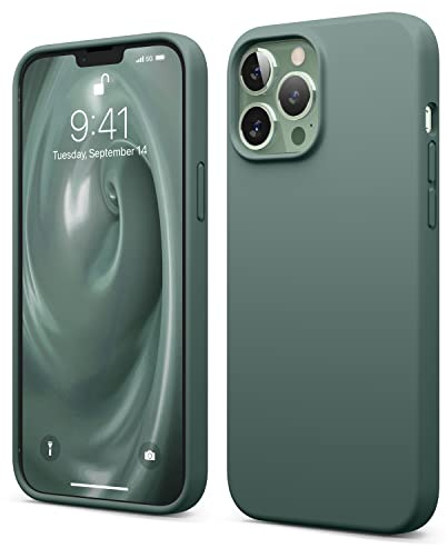 elago Silikon Hülle für iPhone 13 Pro Max | Premium-Silikon, kratzfest, Rundumschutz, weiches Mikrofaserfutter (Nachtgrün)