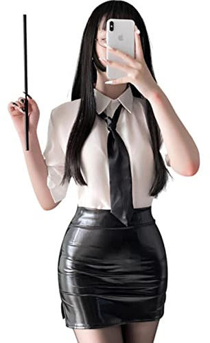 Juig sous-vêtements Sexy Miss secrétaire Costume Femmes Enseignant Cosplay Mini Jupe Bureau Uniforme Jeu de rôle Lingerie Couple Sexe Jeu vêtements L