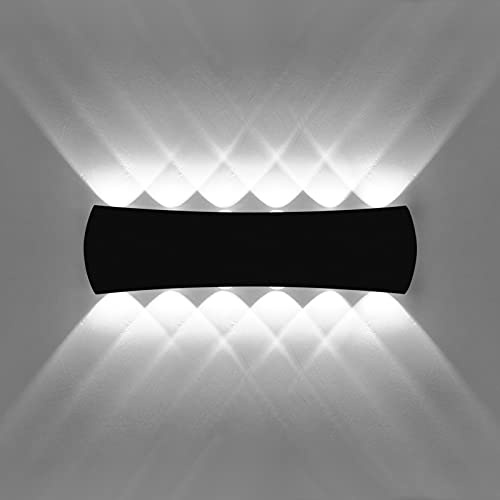 KAWELL 12W Modern Wandlampe LED Wandleuchte Up Down LED Wandbeleuchtung | Aluminium, Innen Außen, Wasserdicht IP65, für Schlafzimmer Badezimmer Treppen Veranda Flur Korridor Wohnzimmer