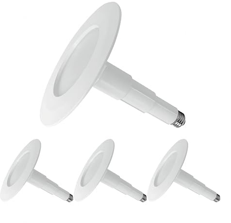 Jolux 4-Pack 5/6 LED Can Lights Retrofit Recessed Lighting,12W=60W,5000K Daylight,800 Lumens,Dimmable Adjustable Retrofit Downlight,ETL,Damp Rated,Simple Installation Can Lights,Bevel Trim
