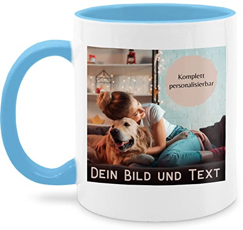 Tasse Tassen 325ml - eigenem - Foto Bild Geschenk I Dein Bild und Text - 325 ml - Hellblau - fototasse customized mug with photo selbst drucken logo kaffeebecher bildtasse freundschaftstasse