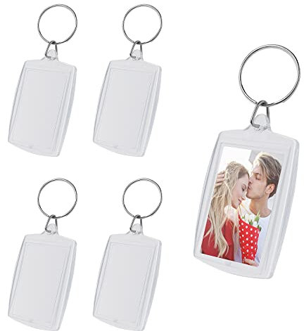 Lusofie Blanko Acryl Foto Schlüsselanhänger 5 Stück Transparente Bild Schlüsselanhänger Doppelseitiger Personalisierter Foto Schlüsselanhänge für Familie Freunde (5,5 × 4 cm)