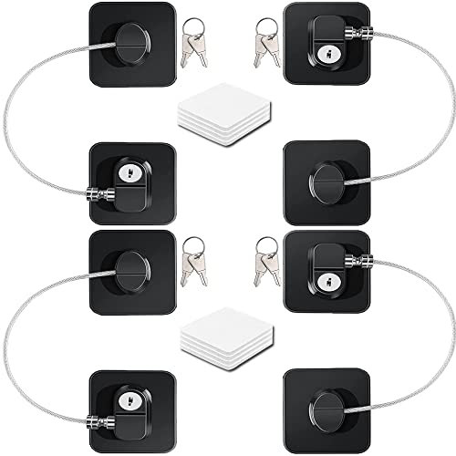 4 Stück Kühlschrank Schloss,Kindersicherung Kühlschrank,Kühlschrankschloss,Kühlschrank Schloss Ohne Bohren,Kindersicherung mit Schlüssel,Kindersicherung Schranksicherung(Schwarz)