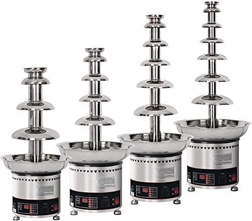 4/5/6/7 Tiers Electric Chocolate Fountain Machine 304 Stainless Steel Chocolate Fondue Waterfall Hotpot with Temperature Control for Commercial(Silver),DHC5F