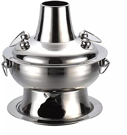 THREMA Olla De Carbón, Olla Caliente Tradicional De Carbón Antiguo De 32 Cm, Olla Caliente De Acero Inoxidable para Fondue De Cordero, Olla Caliente De Carbón con Clip, para Dormitorio Y Oficina