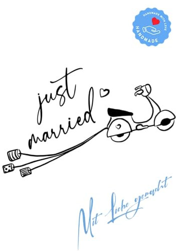 Stempel Motivstempel mit Text - Just Married - Roller mit Dosen