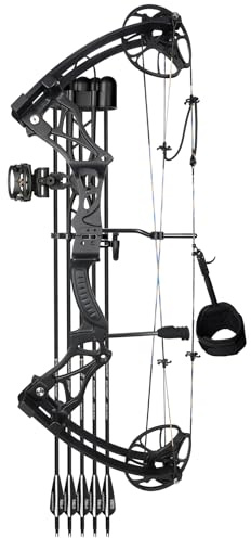 motion zeus Lightweight Compound Bow Package Fully Adjustable for Adults and Teens,23.5-31 Draw Length,0-70LBS Draw Weight,Up to 320 FPS,Limbs Made in USA,Hunting Bow Archery Set