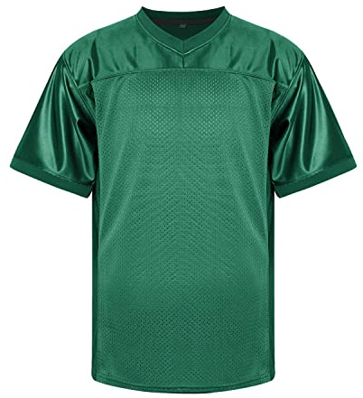Rioofinx Blank Football Jersey American Hip Hop Football Jersey Sports T-Shirt Football Practice Jersey for Party(Bottle green-3XL)