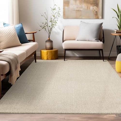 Teppium Moderner Kurzflor Teppich Wohnzimmer 300x400 (280 x 370 cm) Beige - Dekorativer Cut-Loop Schlingenteppich, Langlebig, Robust, Schlingenflor - Ideal für Schlafzimmer und als Küchenteppich