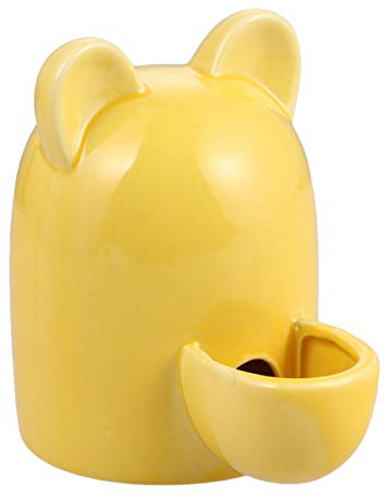 DRESSOOS Ceramic Cat Ears Pet Automatic Feeder and Water Dispenser Self-dispensing Bowl for Hamsters Rabbits and Small Cats Yellow Cartoon Design