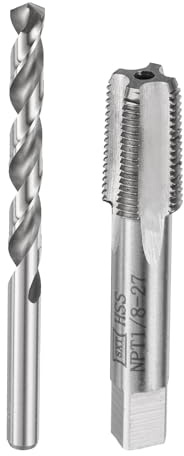 QUARKZMAN Gewindebohrer- und Bohrersatz, 1 Stück 1/8-27 NPT Gewindebohrer mit gerader Nut und 1 Stück 8,3 mm Spiralbohrer, HSS6542 Gewindeschneidwerkzeuge