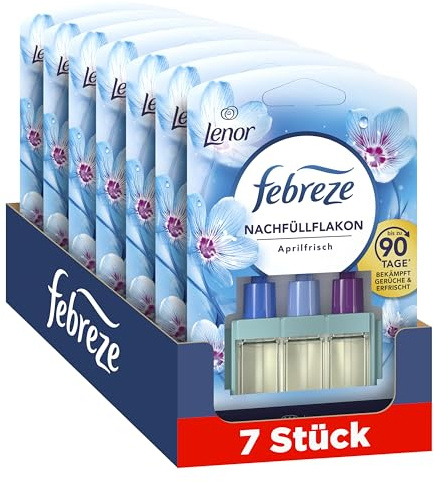 Febreze 3Volution Duftstecker 7xNachfüller, Aprilfrisch Raumduft | Nachfüllflakons mit 3 wechselnden Düften bekämpfen Gerüche und sorgen für Raumfrische.