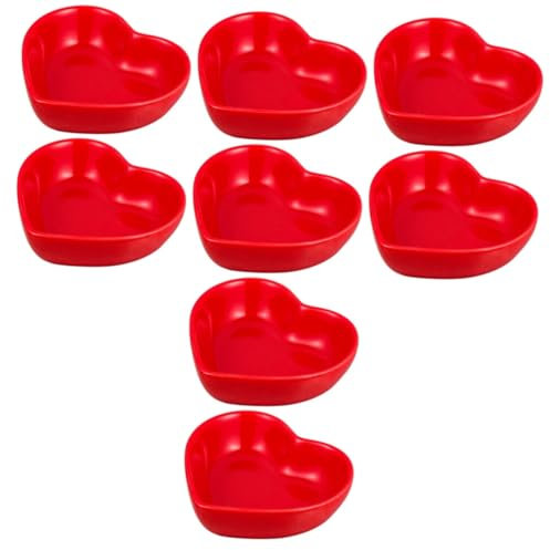 Alipis 8 Pz Set di piatti per salsa a forma di cuore piatto rosso Piattino salsa per sushi Piatto per sushi Ciotola per salse ciotola di immersione tazze di salsa di immersione ceramica