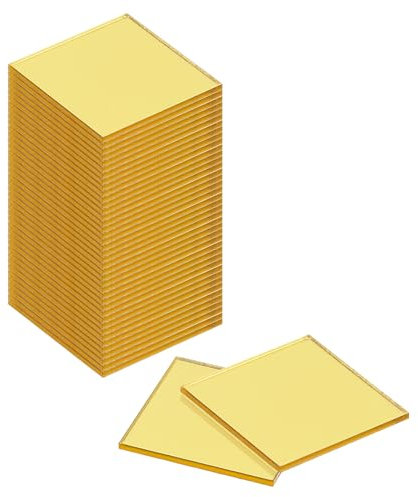 QUARKZMAN 144pz Piastrelle Specchio Mosaico 0,8 x 0,8 Pollici, Adesivi per Specchietti Vetro Autoadesivi Piccoli Dorati, Piastrelle Mosaico Quadrate per Decorazioni Artigianali Fai-Da-Te