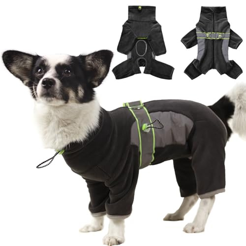 LiebeDD Fleecejacke Hund, Winter Hundejacke Hundemantel Fleece Hundepullover mit Geschirr und Reißverschluss Winddicht Weiche Pyjama für Mittelgroße Hunde Windhund Französische Bulldogge (XS-XXL)