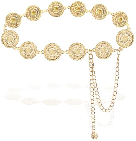 XOKL Kettengürtel, Gold, Boho, Taillenkette, verstellbar, für Damen, 1 Stück