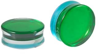 Calefee Flesh Plug 16mm, Flesh Tunnel Glas Single Flared Plug Grün Tunnel Stretching Damen Piercing-Schmuck 2 Stücke