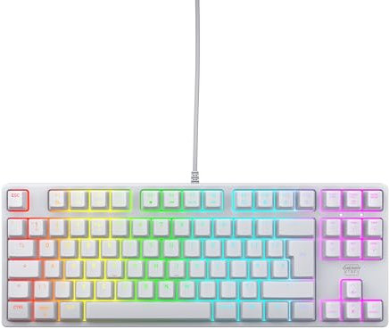CHERRY XTRFY K4V2 TKL, Wired Gaming Keyboard without Numpad, UK-Layout (QWERTY), Customisable RGB Lighting, Mechanical MX2A RED Switches, White