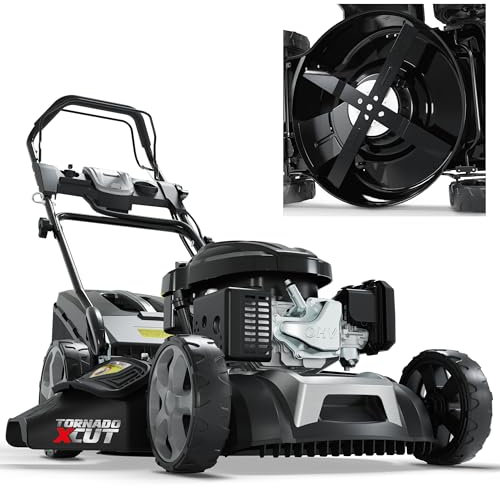 ONBEST Benzin Rasenmäher 5IN1 - Starke 6,5 PS, 4 Klingenschneidsystem & Sograd – 4 Takt Motor – 196 cm³ Hubraum – E-Start – 53 cm Schnittbreite – 60L Fangkorb – Radantrieb – Seitenauswurf