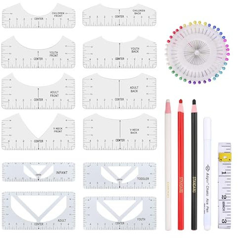 INNAL 18 Pcs T-Shirt Ausrichtungslineal,PVC T-Shirt Lineal,T-Shirt Anleitung Lineal,Transparente T-Shirt Zentrierung Werkzeug,DIY T-Shirts Ausrichtlineale zum Gestalten von T-Shirts,Nähen,Basteln