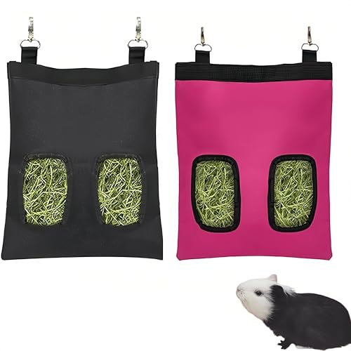 WizeFolk Borsa per Fieno per Conigli, 2 Pezzi Sacchetti Fieno Mangiatoia, Alimentatore Fieno per Porcellini D'India,Sacchetto di Tessuto per Mangiatoia, per fieno, adatto per conigli e criceti