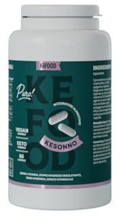 Kefood - KeSonno | Integratore Sonno Naturale Senza Melatonina - Addormentamento Rapido, Sonno Profondo e Risveglio Energico - Zero Dipendenza | 60 Capsule