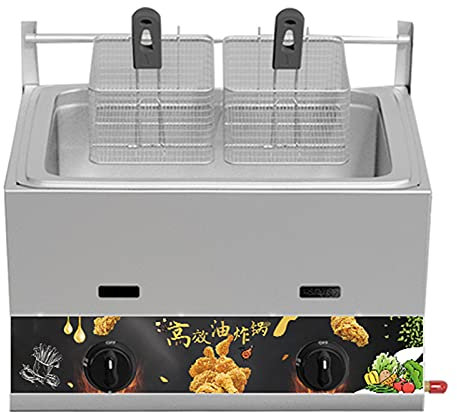 CZAOERXB Friggitrice in Acciaio Inox a Gas Liquido Friggitrice Patatine Ciambelle Pesce 10L/23L Commerciale Grande capacità Friggitrice a Gas Liquido Friggitrice a Gas Multifunzione Fuoco r