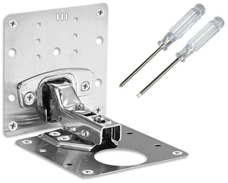 Hinge Repair Plate - Heavy Duty Steel Cabinet Hinge Bracket Cupboard Repair Plate Fix Loose Kitchen & Bathroom Cabinets (12-Pack with Screws)