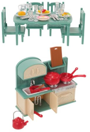 Toddmomy Table Et Chaise De Poupée Meubles Miniatures pour Maison De Poupée Ensemble De Salle à Manger Accessoires De Cuisine Miniatures