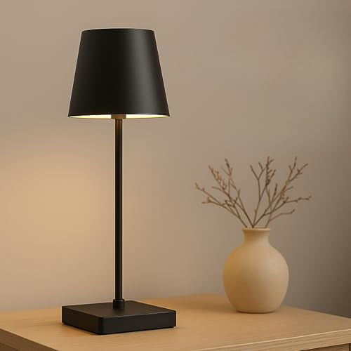 Lampara de Mesa LED Inalámbrica, Lampara Recargable Portátil y Ajustable a Dos Alturas, Control Táctil, Regulable a 3 Modos de Luz, Resistente al Agua IP54 para Interior, Exterior y Mesita de Noche