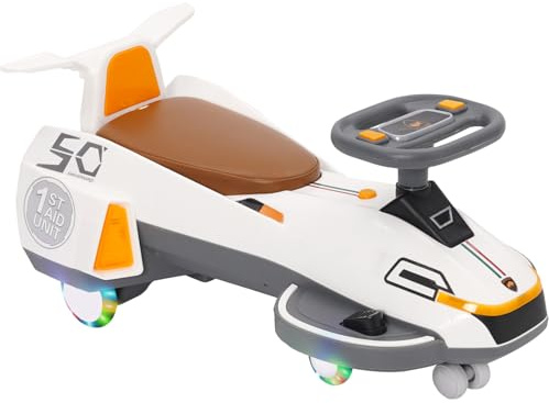 Elektroauto für Kinder 2in1 2-Sitzer Pedal mit 360° Lenkung & Kippschutz | Kinderauto elektrisch mit Schaukeln, Musik & Lichtern. 2 Startmodi, leichter Einstieg, für Babys & Kids, innen & außen