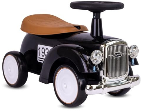 Rutschauto ab 1 Jahr Retro Classic, Rutschauto Indoor, Auto Kinder, Baby Auto, Gehhilfe mit Horn (Schwarz)