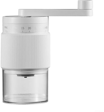 Molinillo de grano de café de mano con mango ergonómico y 35 tamaños de molienda ajustables (blanco)
