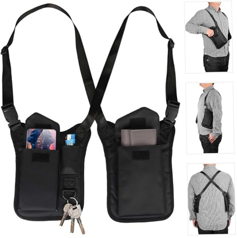 Umhängetasche, Diebstahlsichere, versteckte versteckte Tasche, Sicherheits-Unterarmtasche aus Polyester, doppelte Schulter-Achseltasche, taktische Tasche für Reisen im Freien, schwarze Umhängetas