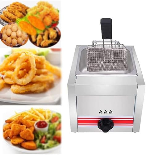 JIANGYUXINLI Friggitrice Professionale a Gas,Grande capacità 10L/20L/30L, Acciaio Inossidabile per Uso Alimentare 304,Facile da Pulire,per Friggere Ristoranti Supermercati Stand Fast Food
