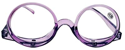 OREUDO 2 in 1 Makeup Glasses Visually Impaired Glasses Rotatable Eyewear Makeup Glasses, Purple, 3.0 X