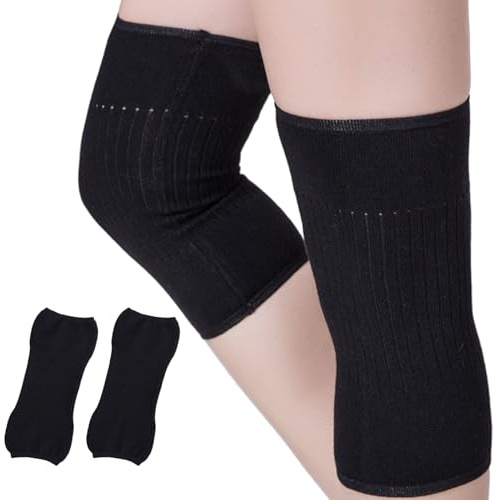 iNelihoo Calentador de rodilla elástico de cachemira, de punto, antideslizante, para artritis, rodilleras, terapia de artritis, calentador de rodilla, suave, para mujer, hombre, alivio del dolor