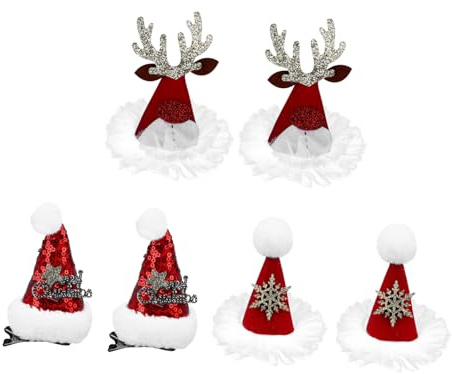 Healeved 6 Stück Weihnachts Haarspangen für Niedliche Haaraccessoires mit Weihnachtsmütze Glitzer und Schneeflocken für Festliche Anlässe und Alltag