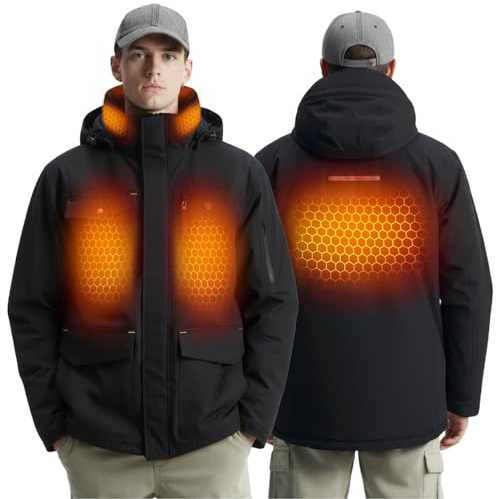 InoKraft Heated Jacket for Men with Battery Pack Included,Water-Resistant Men's Heated Winter Coat(Charger Not Included) (UK, Alpha, L, Regular, Regular)