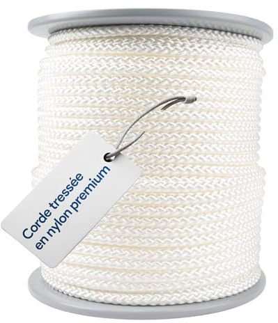 Prorope Nylonseil Paracord 8mm Weiß 100m – Geflochten mit Kern – Bruchlast 1110kg – Reißfestes Seil für Boot, Garten & Industrie