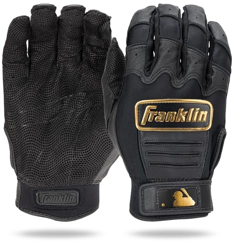 Franklin Sports MLB Baseball Batting Gloves - CFX Pro Adult + Youth - Baseball + Softball Black/Gold, Adult Medium