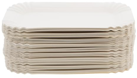 TOYANDONA Plateau à Cupcakes Rectangulaire en Carton Blanc 100 Pièces Assiettes Jetables Alimentaires Robustes Présentoir à Gâteaux pour Fête et Dessert Plateau de Service Pratique
