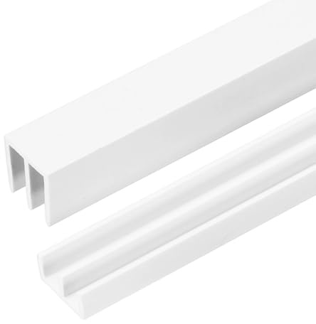 sourcing map 4Set Plastic Sliding Door Track, 3.61Ft Sliding Glass Cabinet Window Track Hardware Set for 1/8 Thick Panels, for Small Bypassing Closet Door, White