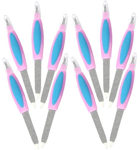 TEHAUX Lima per Unghie Doppia in Metallo e Plastica 10 Pezzi per Pedicure Professionale Funzione Modellante e Lucidante Adatta per Bellezza e Cura delle Unghie
