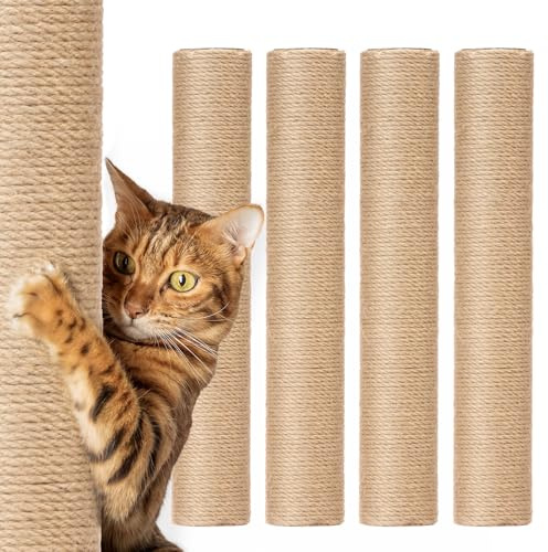 4 Stück Ersatzstangen für Katzenkratzbäume, Ersatz-Katzenkratzbaum Natürliches Sisalseil Kitten Tree Scratcher Refill für die Sanierung des Katzenturms im Innenbereich Katzenmöbel Nachfüllteile