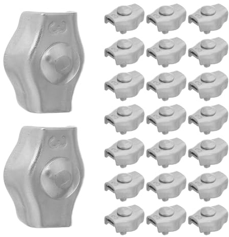 HOLIDYOYO 24 Pezzi Morsetti per Cavi Metallici M3 in Acciaio Inox 304, Clip per Sella per Funi da 2-2,5 Mm, Set da 24 Pezzi Riutilizzabili per Fissaggio Industriale e Ancoraggio Imbarcazioni